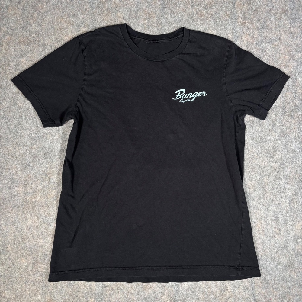Bunger Sayville T-Shirt Mens M Black 10 Year Anniversary Graphic Surfwear NY